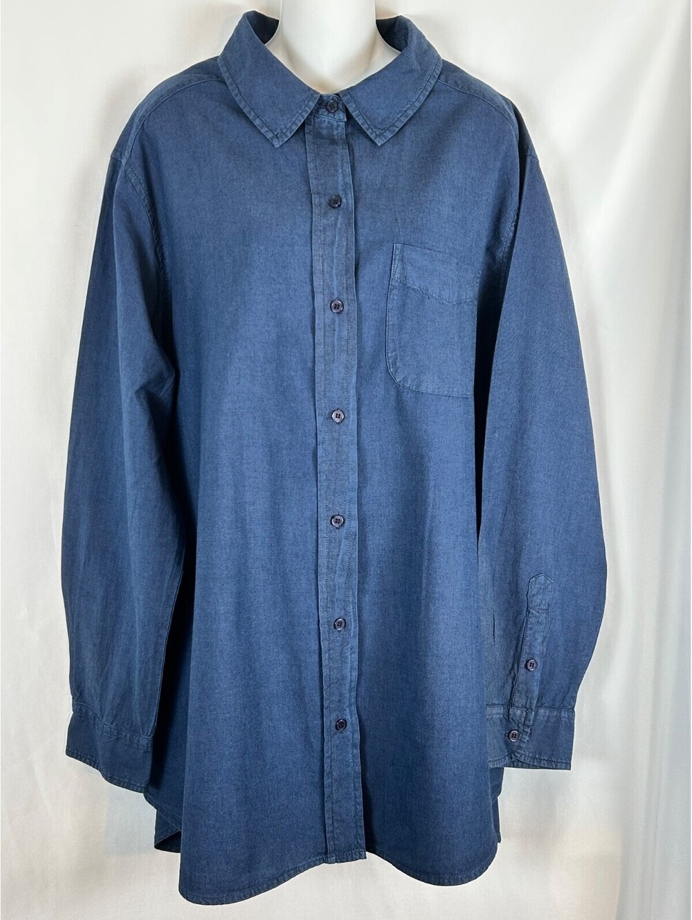denim 24/7 Long Sleeve Denim Oversized Button-Up Shirt Size XL NWOT